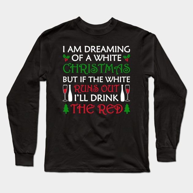 Red and White Christmas Long Sleeve T-Shirt by machmigo